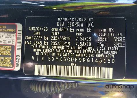 2024 Kia Sportage X-Line z USA, uszkodzony, nr VIN 5XYK6CDF9RG145150